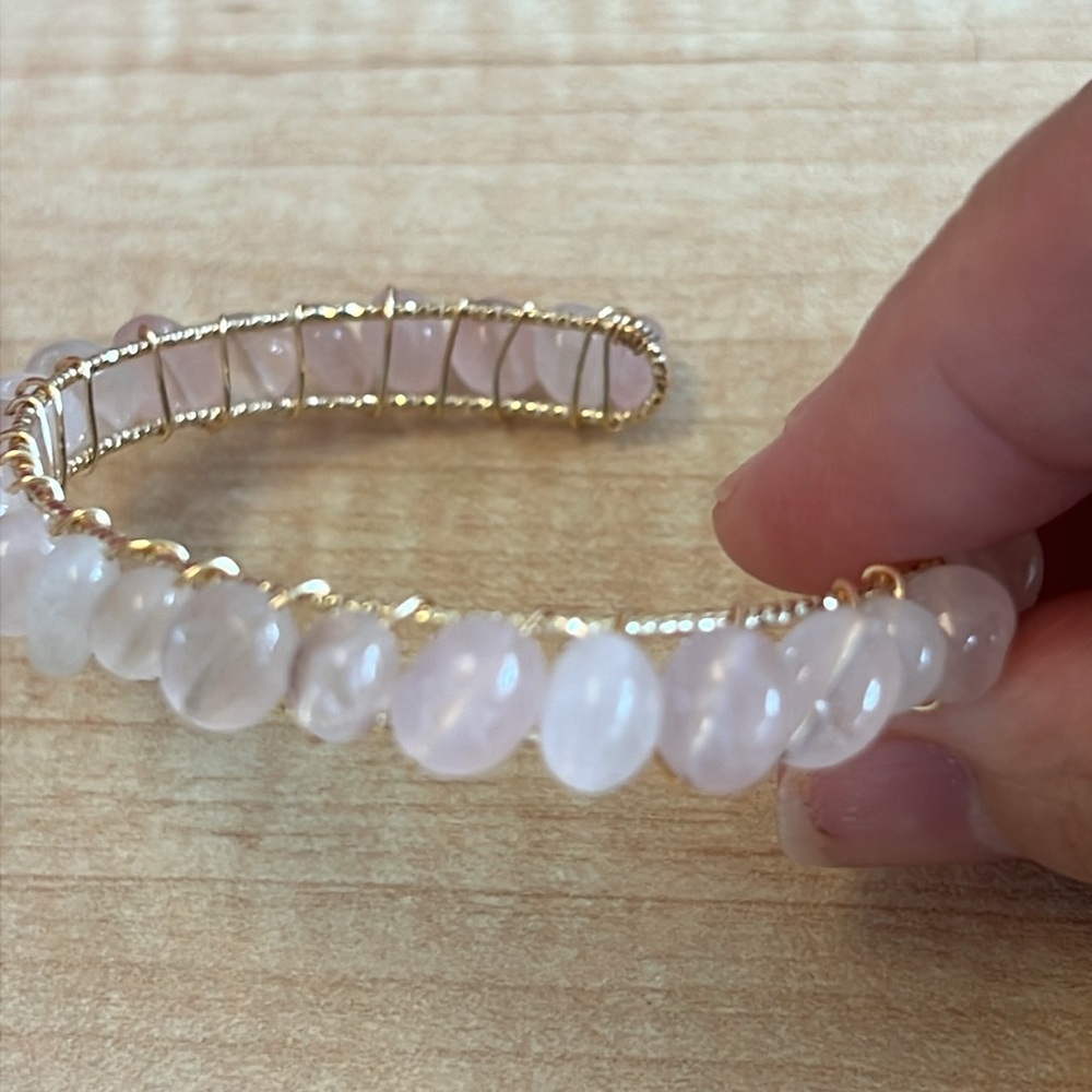Rose Quartz on an 18k gold overlay bangle
